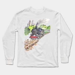 Steam Power. Locomotive train Long Sleeve T-Shirt